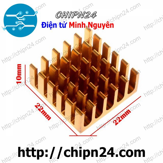 [2 CÁI] Tản nhiệt TN4 22x22x10mm Vàng