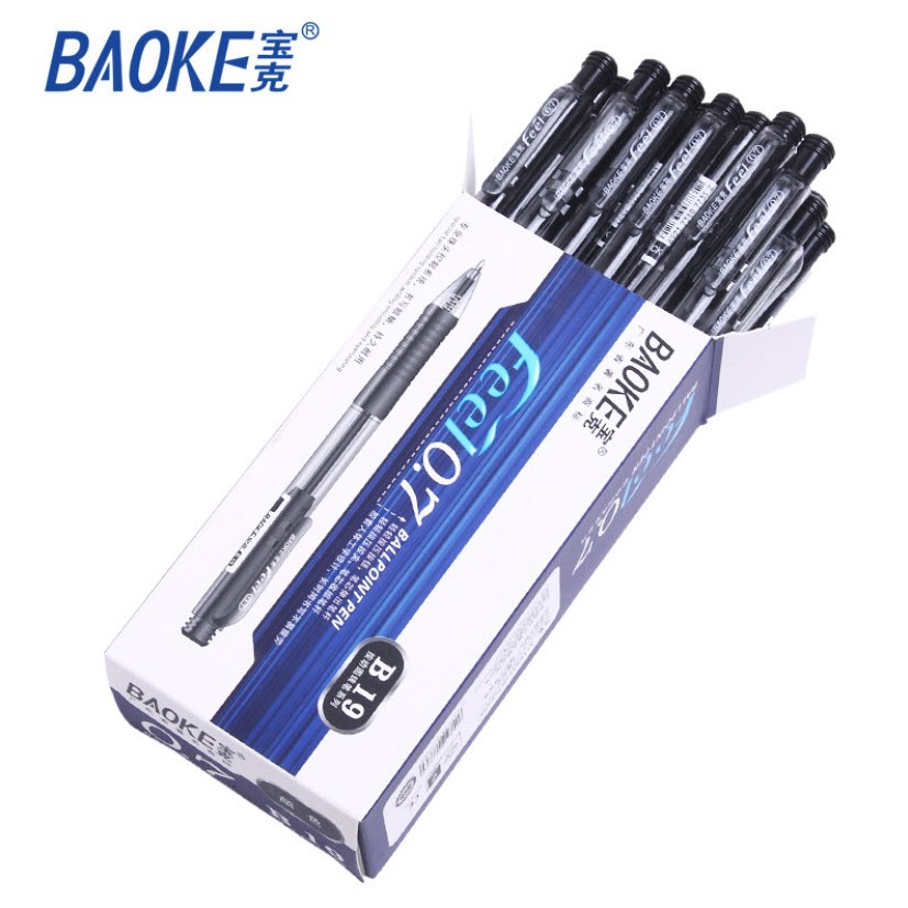 [HCM] Bút Bi chất lượng cao Baoke B19 / Hộp 24 cây / 0.7mm Màu Xanh