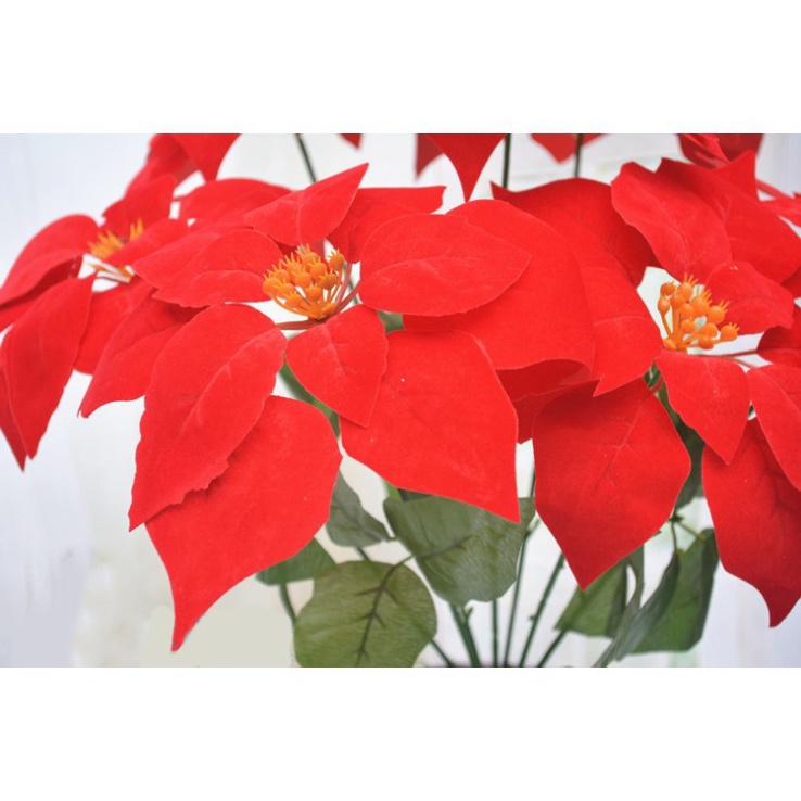 Hoa giả,Cây hoa trạng nguyên vải 7 bông trang trí nhà cửa tặng 2 lá dương xỉ vải kết hợp decor