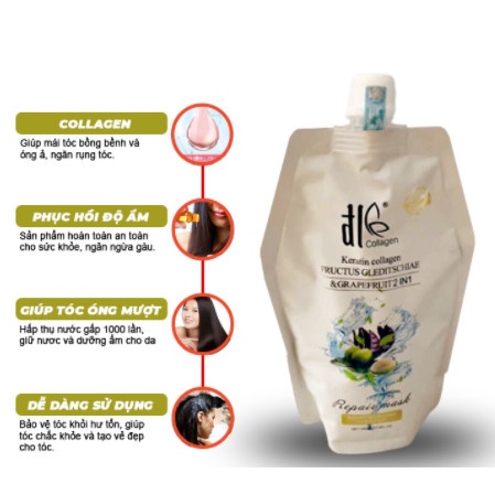 Kem Ủ Tóc Collagen DL Bưởi Bồ Kết 500ML  - Phục Hồi Hư Tổn - Khô Xơ - Chẻ Ngọn