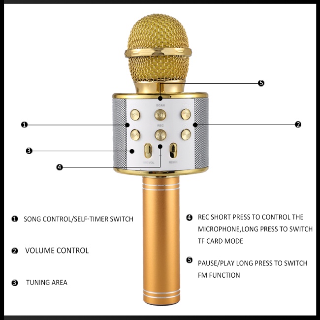 Micro Bluetooth Không Dây Hát Karaoke Cho Điện Thoại Di Động