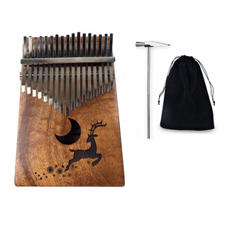 Kalimba 17 phím gỗ nguyên khối Mahagony thiết kế hươu nai và trăng khuyết tinh xảo MOOR0001795- Tặng túi nhung bv đàn