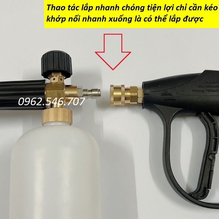 Súng xịt rửa xe kèm đầu nối nhanh 1/4inch - chuôi ren 14mm và ren 22mm