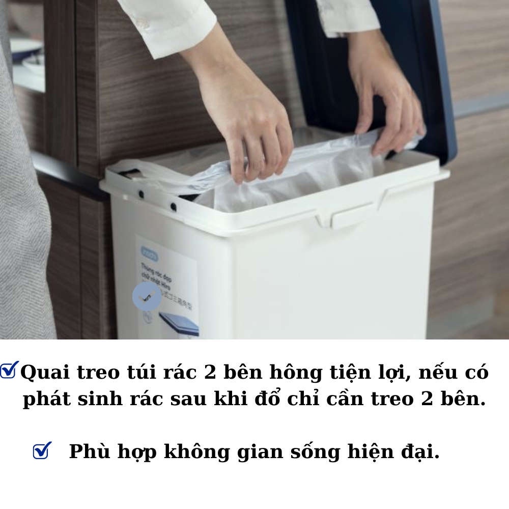 Thùng rác nhựa đạp chữ nhật Inochi Hiro 20L hàng xuất Nhật