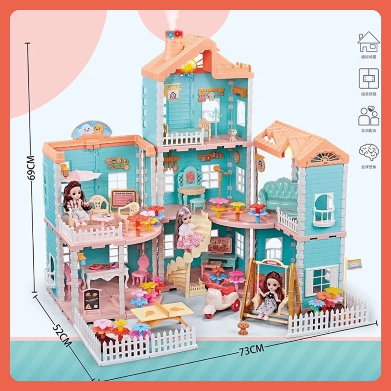 NHÀ BÚP BÊ LẮP RÁP PRINCESS HOUSE - MÔ HÌNH BIỆT THỰ CỠ LỚN