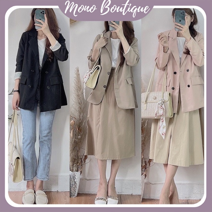 Áo blazer nữ 2 lớp mẫu mới áo vest nữ khoác ngoài kiểu dáng Hàn Quốc siêu đẹp - Mono Boutique