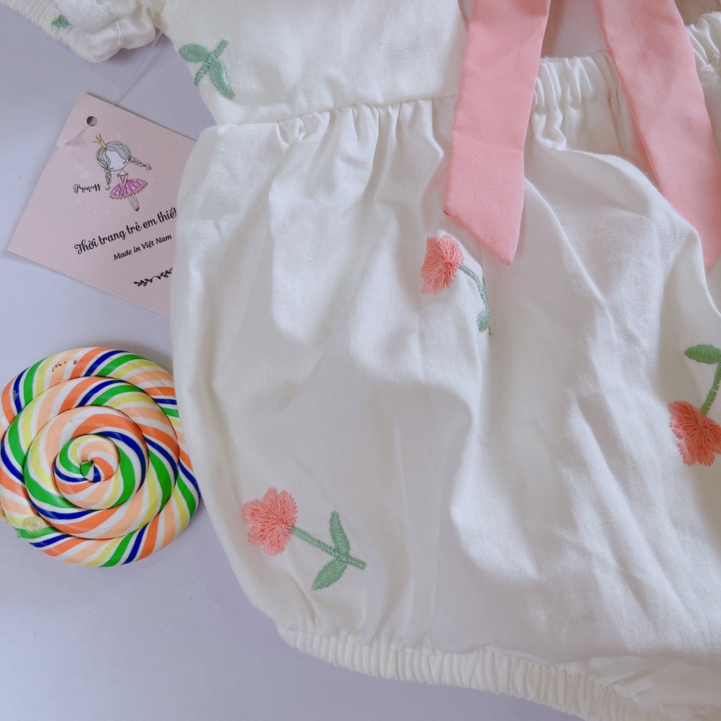 Body trắng thêu hoa hồng cam 🍓 🍓Như Ý House- mặc sinh Nhật- thôi nôi quà tặng, đi chơi- body bé gái