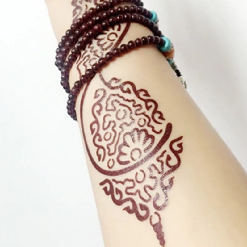 Hình Xăm Dán Họa Tiết Bướm Hoa Sen Đỏ Nâu Vĩnh Viễn Chống Thấm Nước Henna Dành Cho Bạn Gái Mehndi