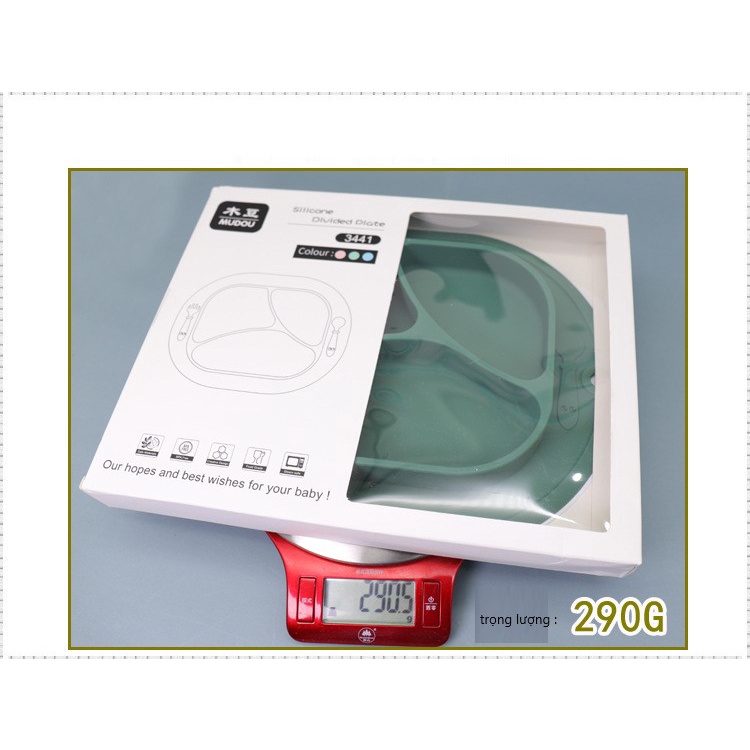 Khay Ăn Dặm Silicon 3 Ngăn Cho Bé Có Đế Hút Chống Trượt Chống Đổ An Toàn