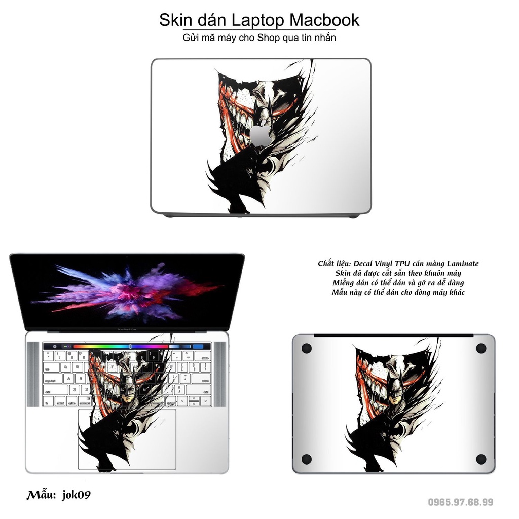 Skin dán Macbook mẫu Joker (đã cắt sẵn, inbox mã máy cho shop)