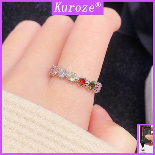 Nhẫn mở hình Moissanite nhiều màu sắc thời trang
