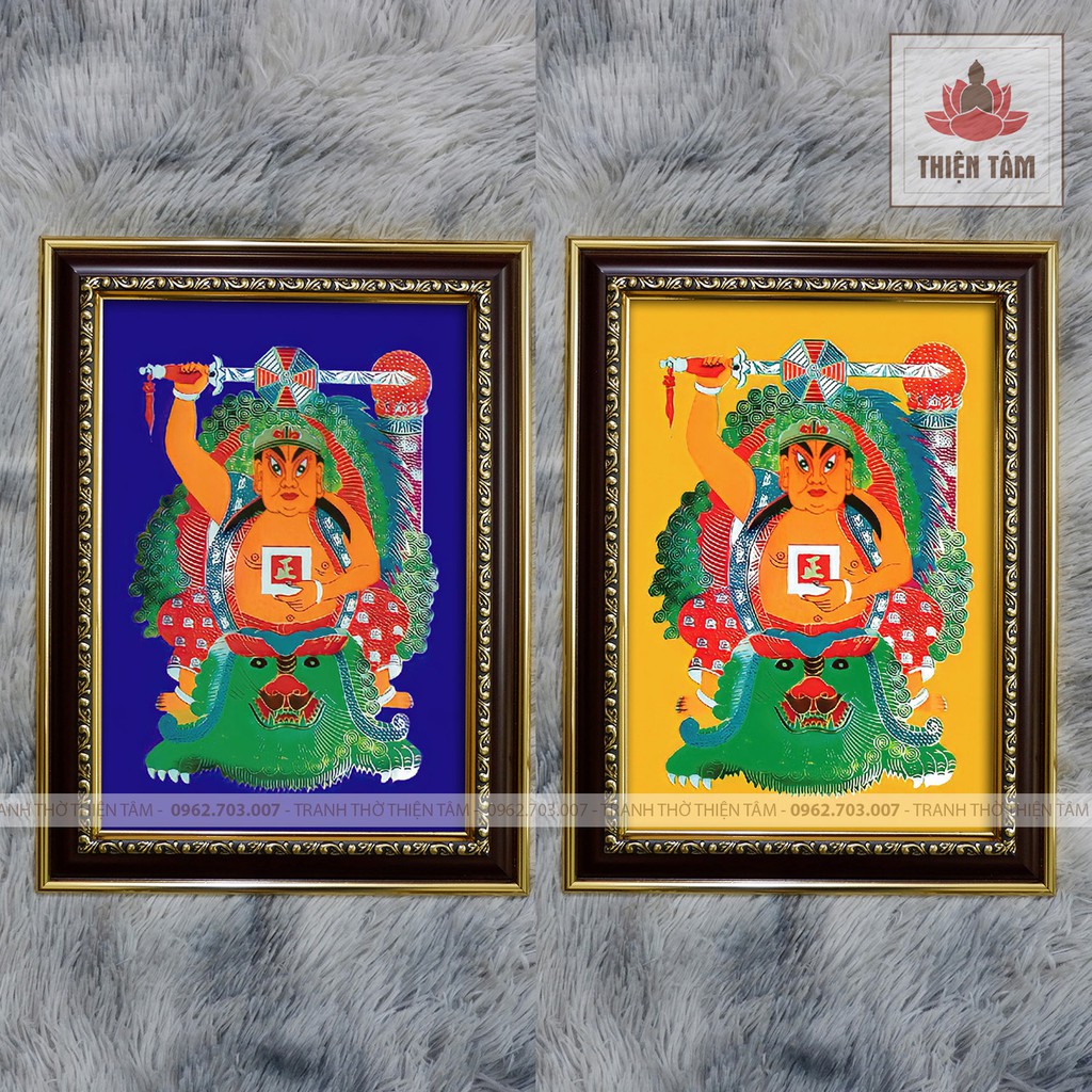 Tranh thờ Ông Tử Vi Đại Đế size nhỏ 27x36cm bằng vải phủ bóng khung composite xịn xò