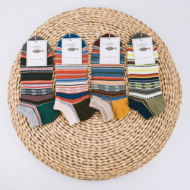 Tất vớ nữ cổ ngắn thổ cẩm vintage (WS09)