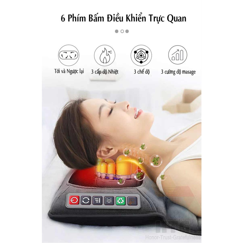 Nệm massage toàn thân Leerkang LEK918F hỗ trợ túi khí, hồng ngoại, gối có thể tháo rời, phù hợp các chiều cao khác nhau