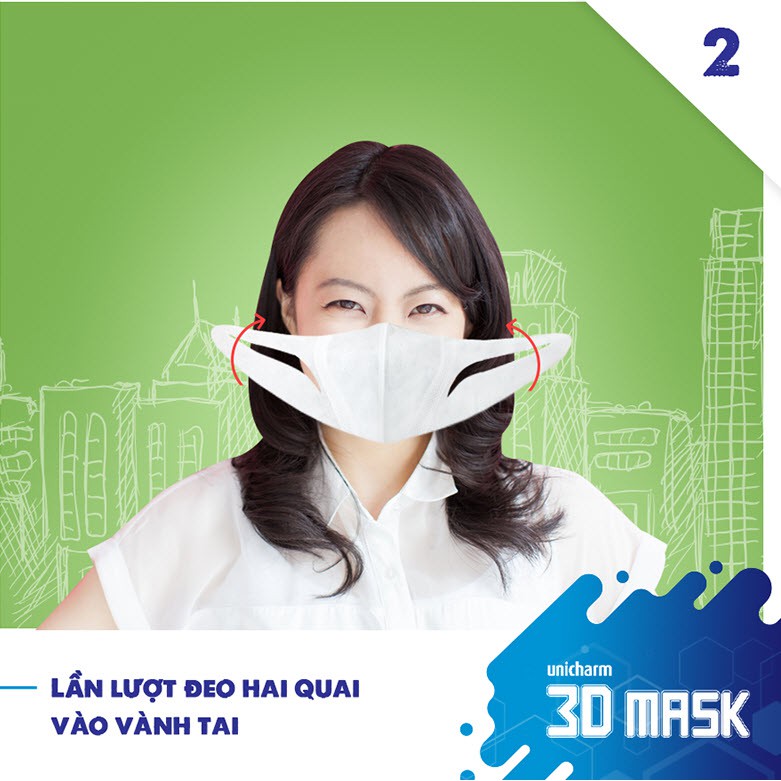 Khẩu trang ngăn vi khuẩn Unicharm 3D Mask Virus Block size M gói 5 cái [Chính Hãng] [Rẻ Vô Địch]