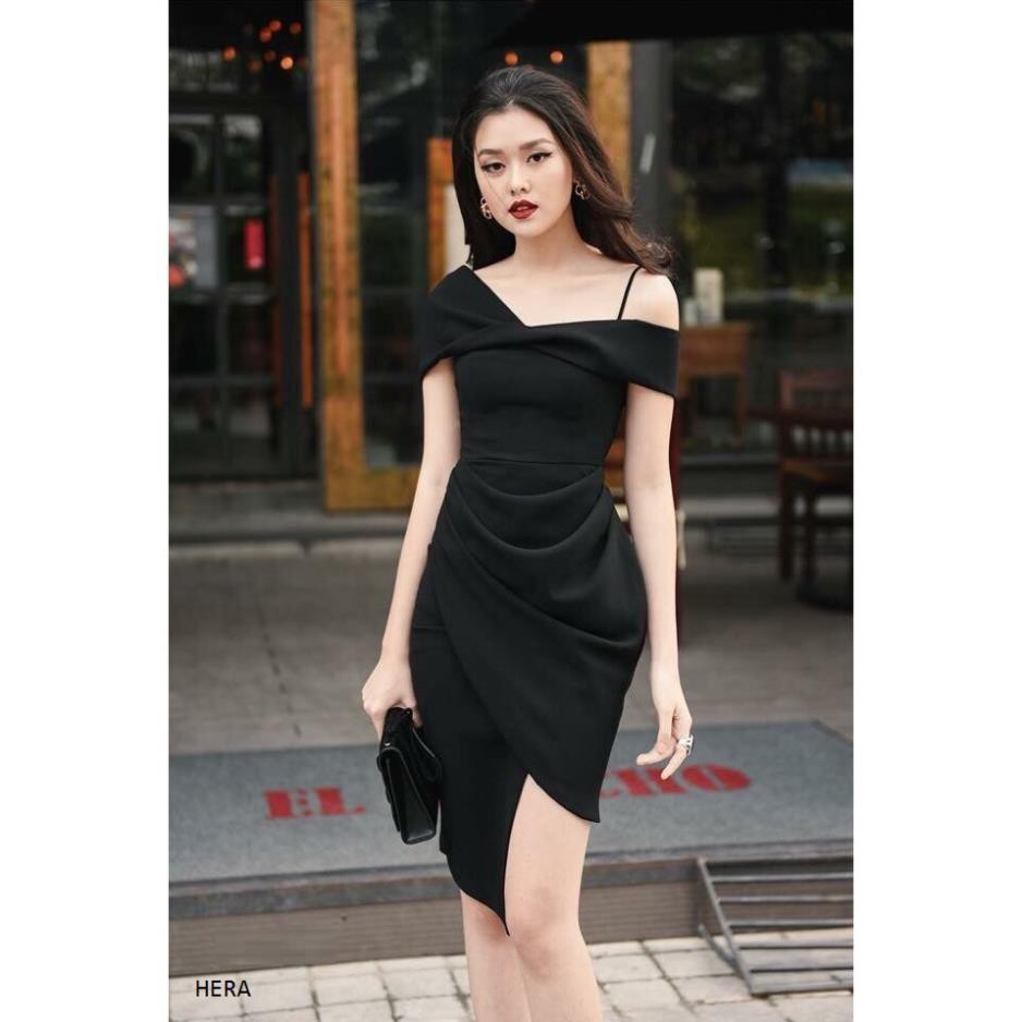 [Freeship đơn từ 0đ] [SALE LỖ] Đầm dự tiệc Hera dress - Đầm body vạt xéo nhún bèo hàng thiết kế . ་ ,