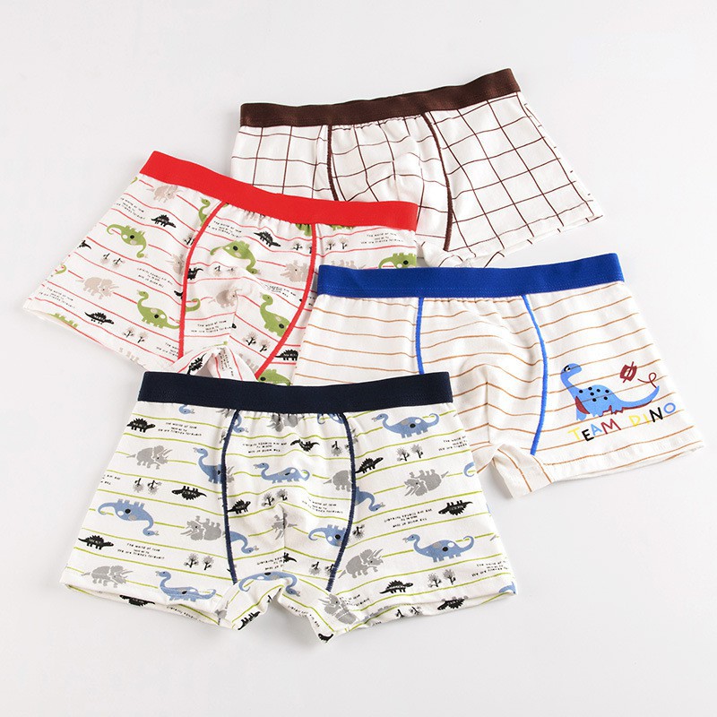 Quần lót bé trai cotton cao cấp HIKITO Set 4 quần size 10-45kg