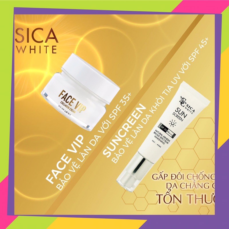 [FREE SHIP] COMBO DƯỠNG TRẮNG DA CHỐNG NẮNG KEM FACE VIP SICA WHITE + CHỐNG NẮNG SICA WHITE