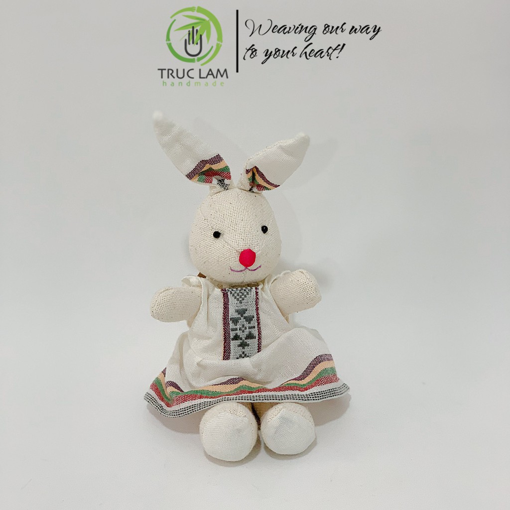 Đồ Chơi Cho Bé Thú Nhồi Bông Hình Thỏ Chị Mặc Váy Vải Thổ Cẩm Dệt Tay Bông Gòn Cao Cấp – Trúc Lâm Handmade