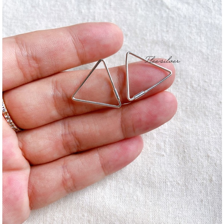 Khuyên tai bạc nữ TLEE hình khối chốt gài trendy TleeJewelry B0306