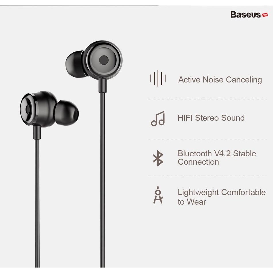 Tai nghe thể thao, chống ồn chủ động Baseus SIMU S15 (Active Noise Reduction, ANC Wireless Sport Earphone)