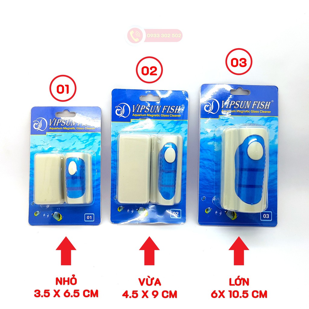 Dụng cụ chà kiếng Vipsun Fish bằng nam châm dành cho hồ cá