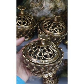 Lư đốt trầm hoa sen bằng đồng lư đồng