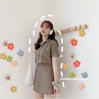 Set chân váy + áo croptop (ảnh thật/sẵn)