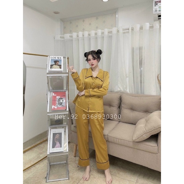 Bộ pijama mẫu trơn hàng thiết kế cao cấp - Bộ lụa mặc nhà dài tay | BigBuy360 - bigbuy360.vn
