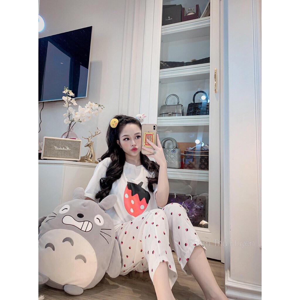 Bộ ngủ áo thun quần đũi họa tiết hoa quả nopi shop | BigBuy360 - bigbuy360.vn