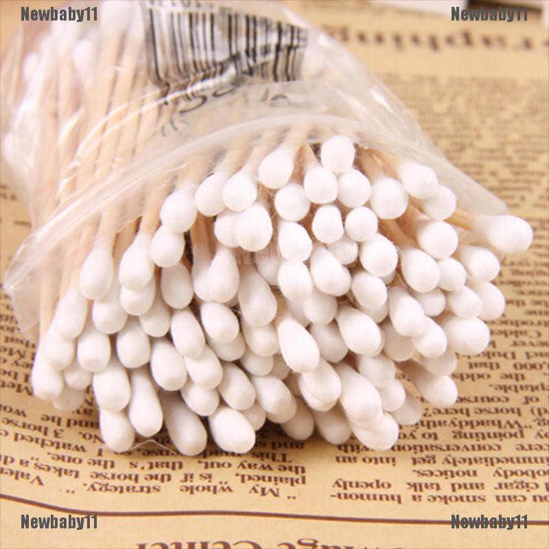 Túi 30-35 tăm bông cotton hai đầu cán gỗ trang điểm tiện lợi