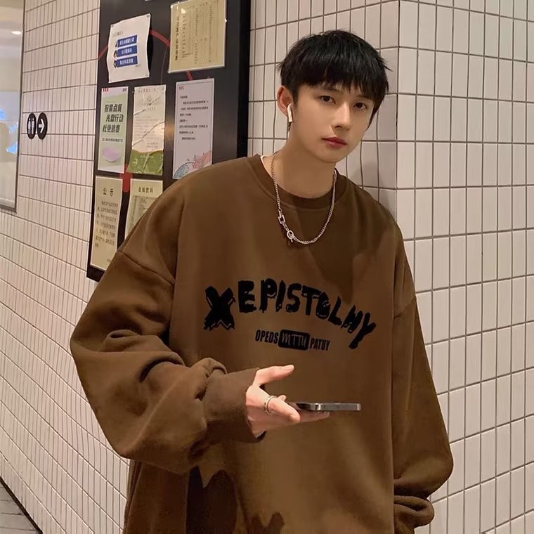 Aó Sweater Da Cá Chữ XEPIS Trước Ngực Dành Cho Nam Phong Cách Unisex