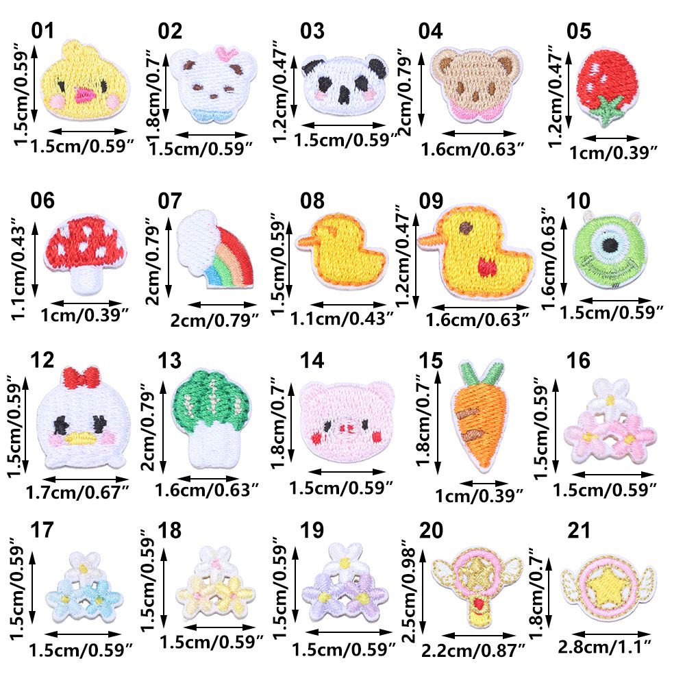 Miếng vá dán trang trí quần áo họa tiết hoạt hình xinh xắn có 21 kiểu