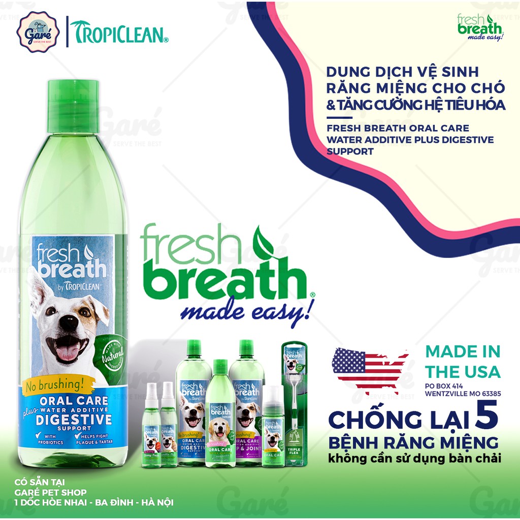 Xịt khử mùi hôi miệng ngay tức thì cho Chó Mèo - TropiClean Fresh Breath Oral Care Spray