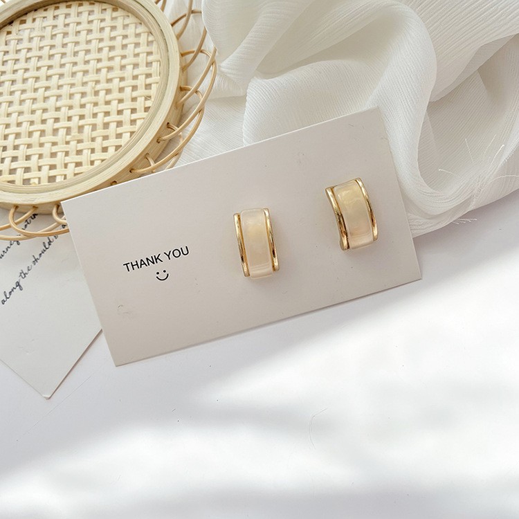 Khuyên tai kẹp không bấm lỗ chốt cố định K212 bằng hợp kim mạ vàng hình chữ C dáng ngắn Leous Accessories