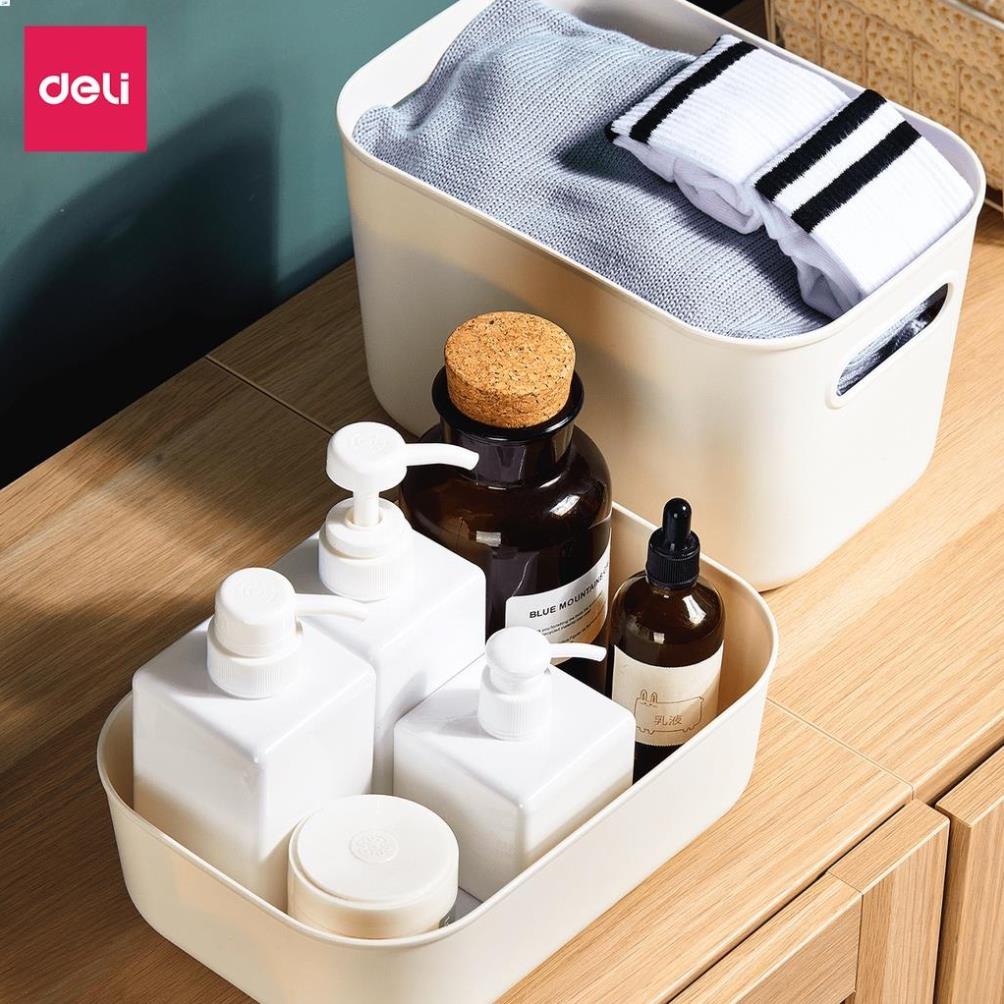 Hộp đựng mỹ phẩm Deli - Cỡ nhỏ để bàn, đa năng, nhựa cao cấp, có tay cầm, nắp đậy, đơn giản VS456/VS547/VS458