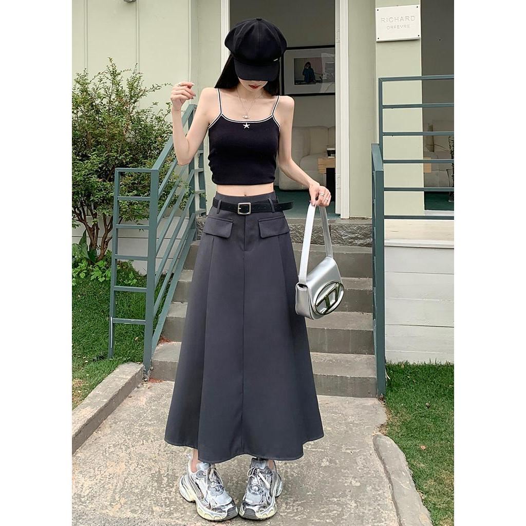 Chân Váy Chữ a Lưng Cao Dáng Dài Kèm Thắt Lưng Phong Cách Thời Trang Mùa Hè Hàng Mới 65112