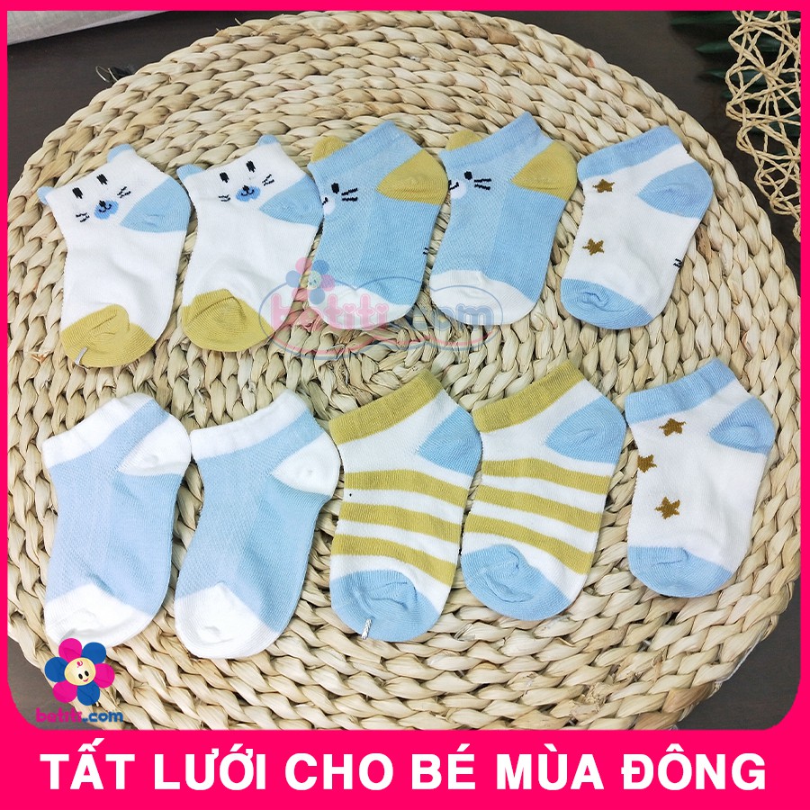 [Set 5] Đôi Tất Lưới Cho Bé Từ Sơ Sinh Chất Dày Dặn Mùa Lạnh