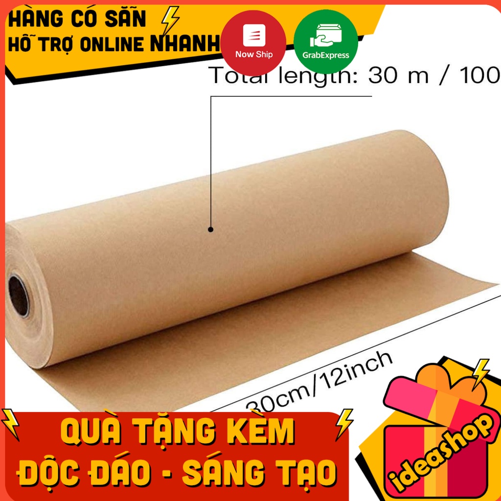 CUỘN GIẤY KRAFT 30 M KHỔ GIẤY 30 CM GÓI QUÀ VINTAGE GIẤY XI MĂNG CHẤT LƯỢNG TỐT