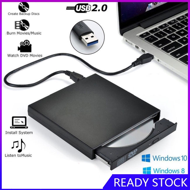 FL【COD Ready】Ổ đĩa ghi DVD/CD-RW di động cho Laptop/Máy tính Windows 98/8/10