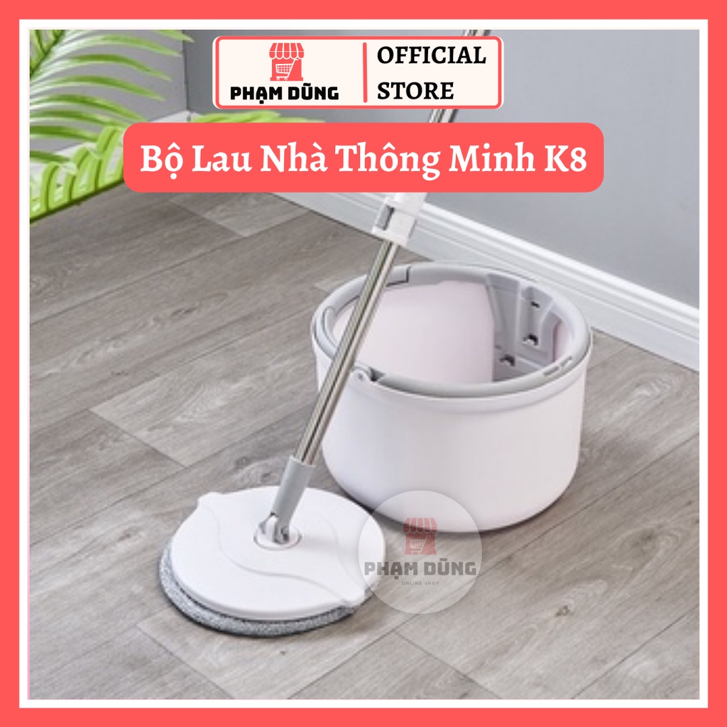 Bộ Lau Nhà Thông Minh K8 Thùng Vắt Xoay Tròn 360 Độ 10 Lít Tự Tách Chất Bẩn