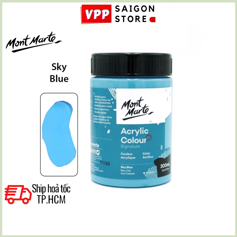 Màu Acrylic Mont Marte 300ml - Sky Blue - Acrylic Colour Paint Signature 300ml (10.1oz) - MSCH3016