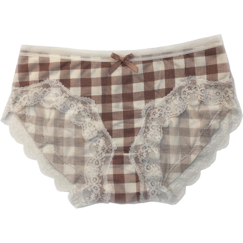 Quần Lót Cotton Pha Ren Kẻ Caro