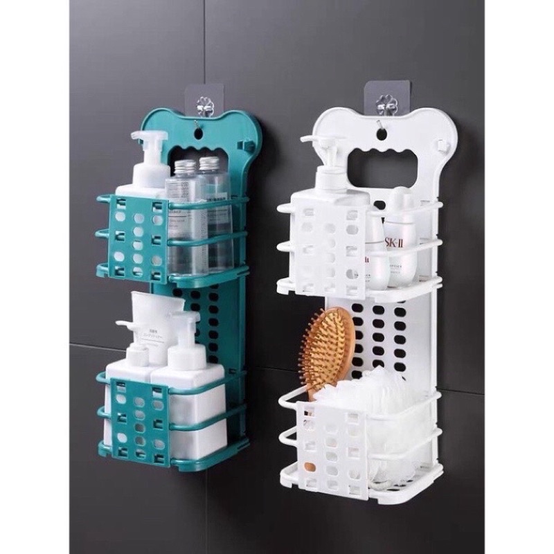 Giỏ treo đồ 2 tầng đa năng - Giỏ đựng đồ dán tường nhà bếp tiện lợi - Tee &amp; Mee