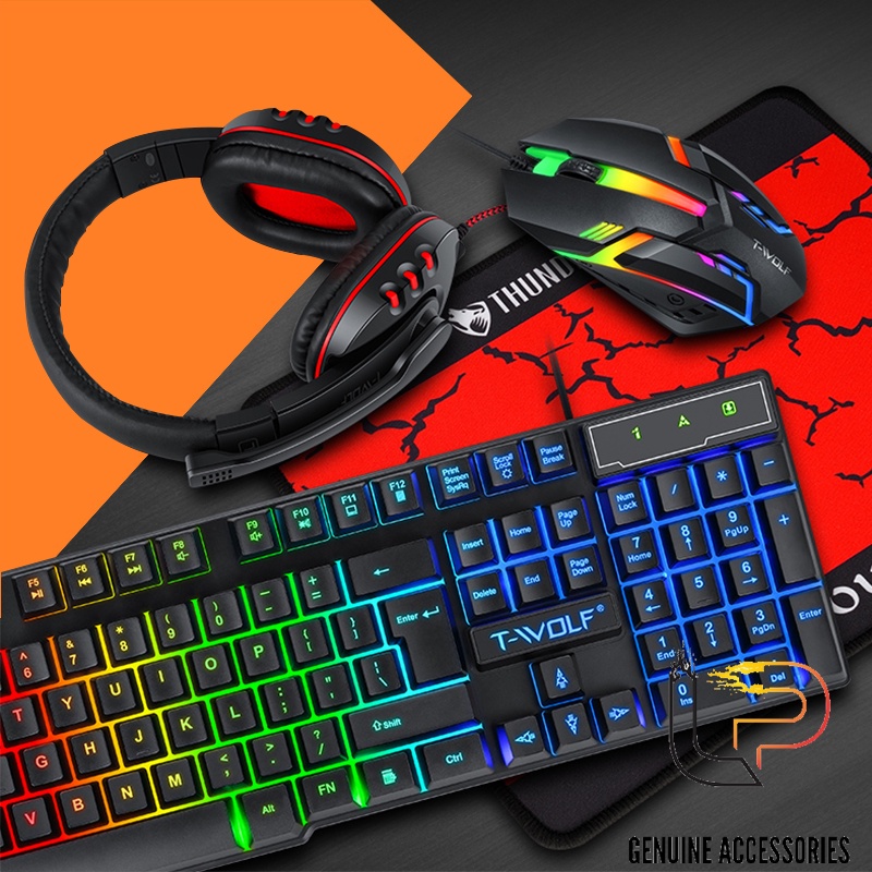 Combo bàn phím + chuột + tai nghe Led TWOLF TF800 - KEYBOARD MOUSE + MOUSEPAD + HEADPHONE LED TWOLF TF800