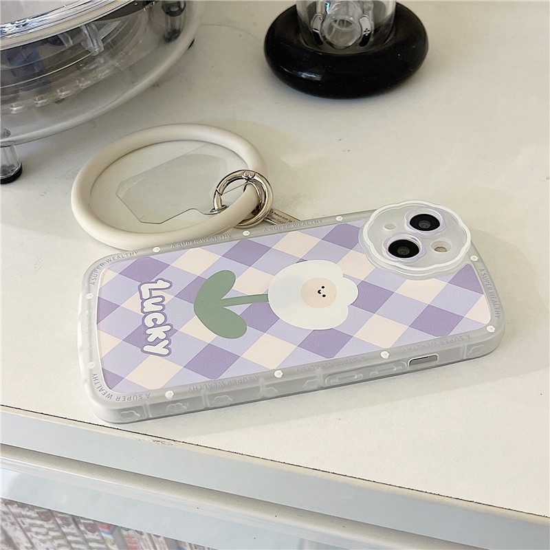 Ốp lưng iphone Ốp Điện Thoại Silicon Họa Tiết Hoa Xinh Xắn Kèm Vòng Đeo Tay Cho iPhone 13 Phone iPhone14pro xs/X/XR// Promax/Mini Dinuo case