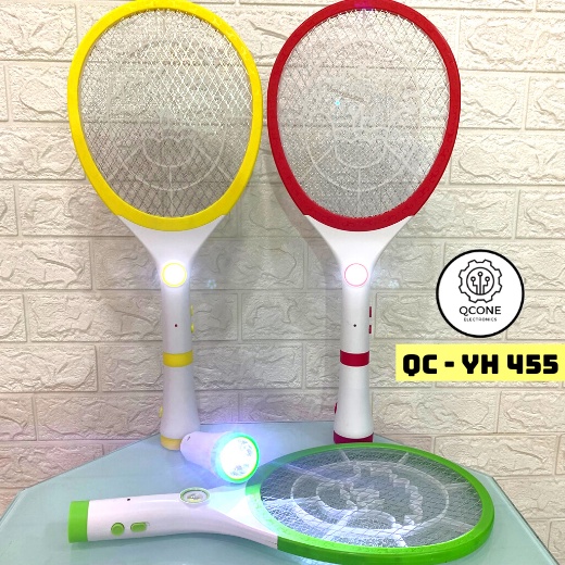 Vợt bắt muỗi bằng điện sạc QCONE YH 455 tích hợp đèn pin tháo rời đèn thu hút muỗi
