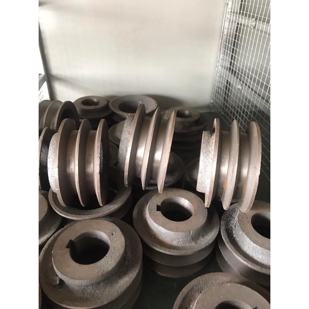BuLy Gang 100mm 2 Rãnh B lỗ trục 24 - 28 - 38 Bánh Xe Cao Su BL100/2B