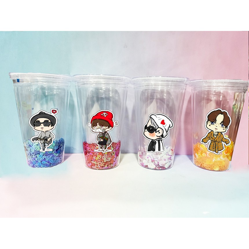 Cốc 2 lớp kim tuyến Sơn Tùng MTP CNKI28 cốc giữ nhiệt ly 2 lớp cốc làm lạnh dễ thương 500ml