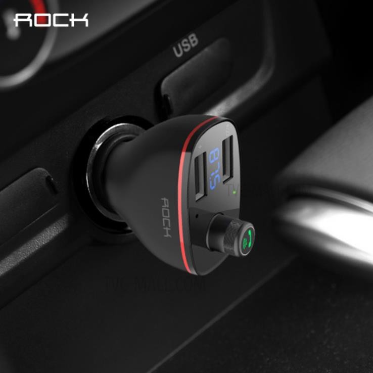 Tẩu sạc điện thoại trên ô tô ROCK B300 tích hợp Bluetooth FM